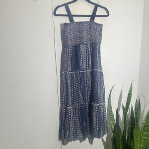 Zunie Blue and White Patterned Kids Dress